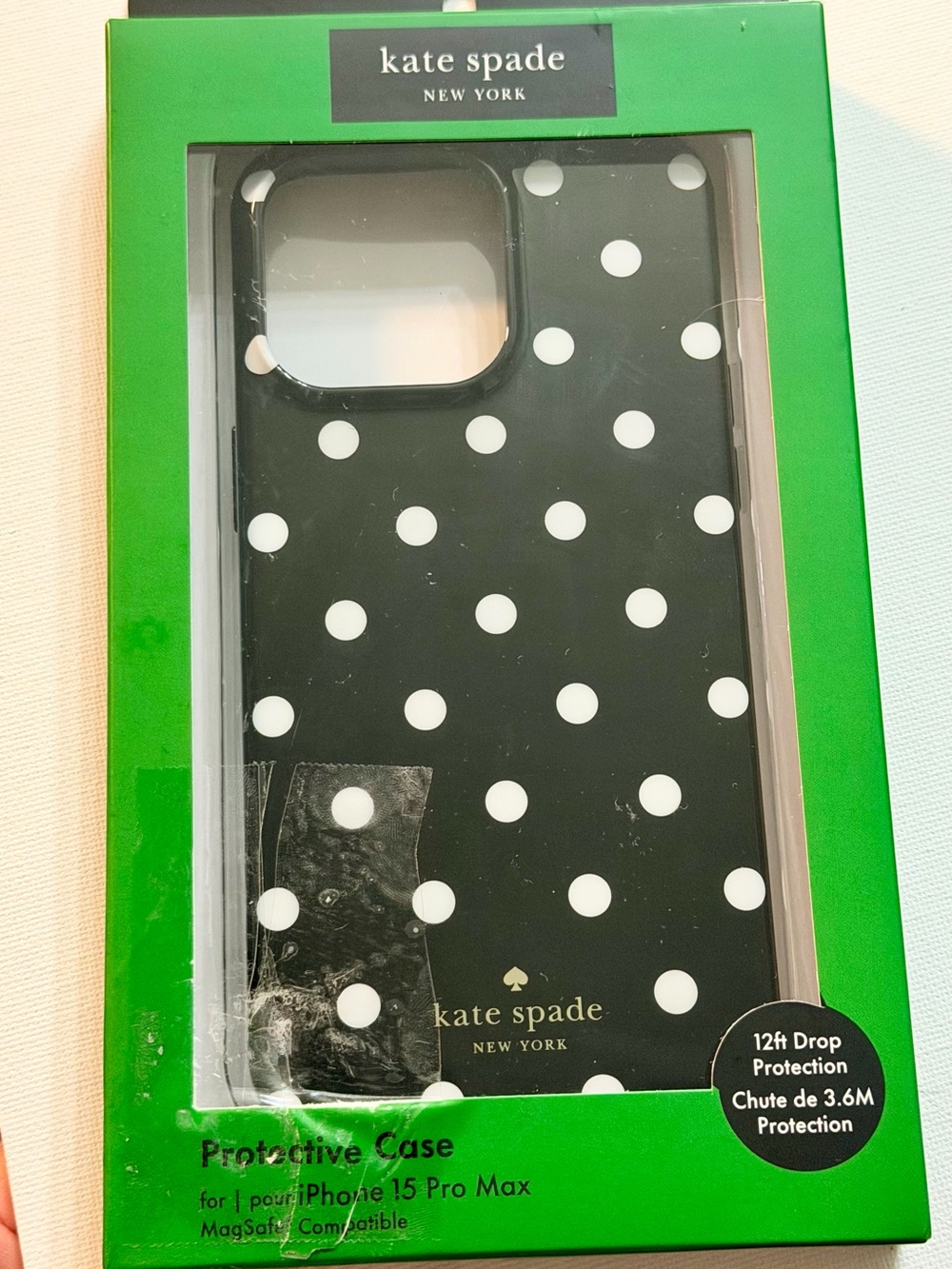 Kate Spade New York Black & White Polka Dot iPhone 15 Case